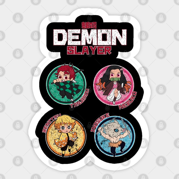 DEMON SLAYER (KIMETSU NO YAIBA): ALL CHARACTERS GRUNGE STYLE Sticker by FunGangStore